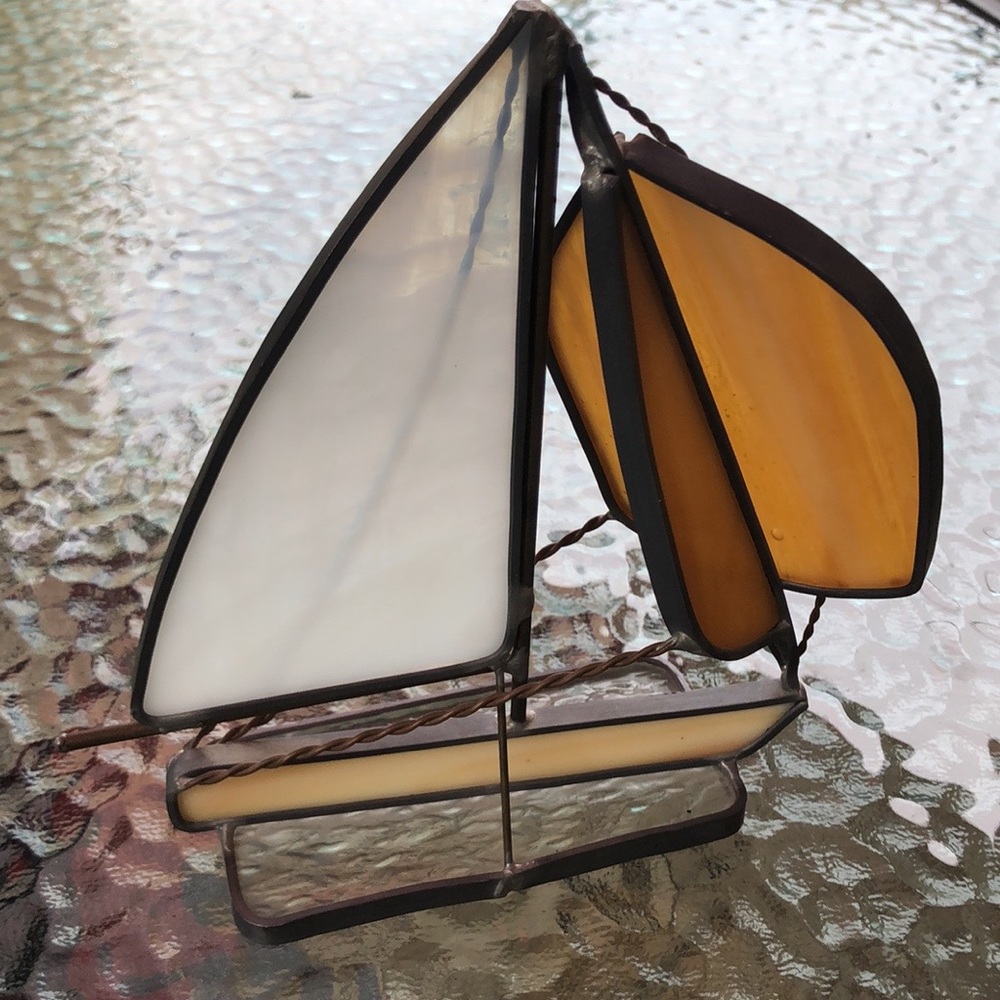 VTG Florian’s Stained Glass Sailboat. Sun catcher.